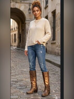 Bussola Women Woodville
Tall Boots with Metal  Ring Detail Size Euro 39/9